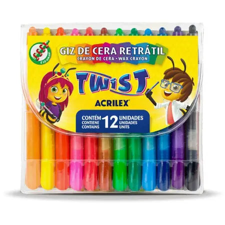 Giz de Cera Gizao TWIST Retratil 12 Cores - Acrilex