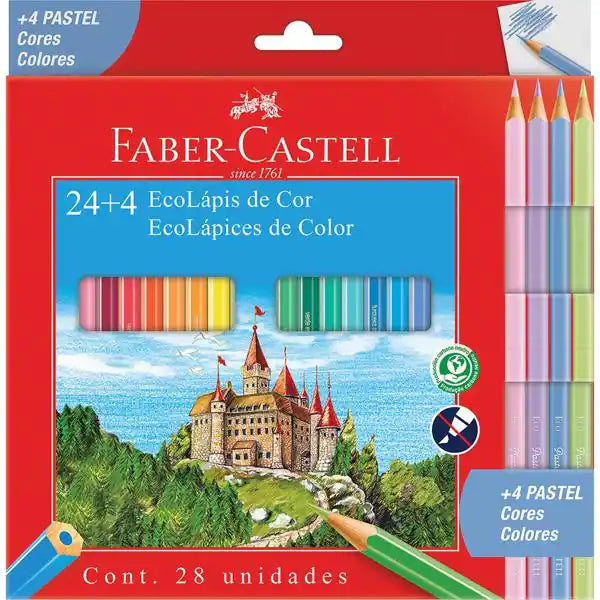 Lápis de Cor EcoLápis 24 Cores + 4 Pastel - Faber Castell