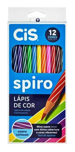 Lápis De Cor Redondo Spiro Com 12 Cores - Cis