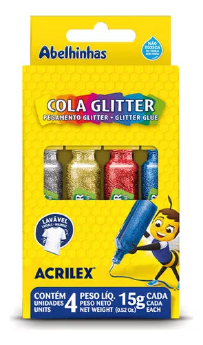 Cola Glitter Com 4 Cores - Acrilex