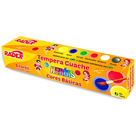 Tempera Guache Heróis 6 Cores - Radex