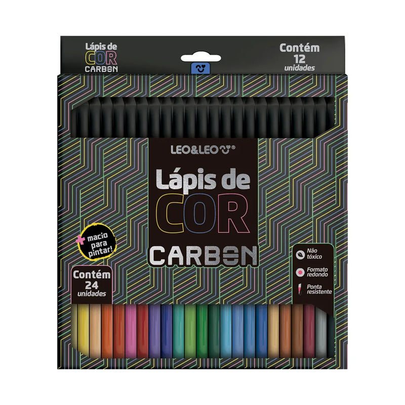 Lápis De Cor Carbon 24 Cores Redondo - Leo&Leo