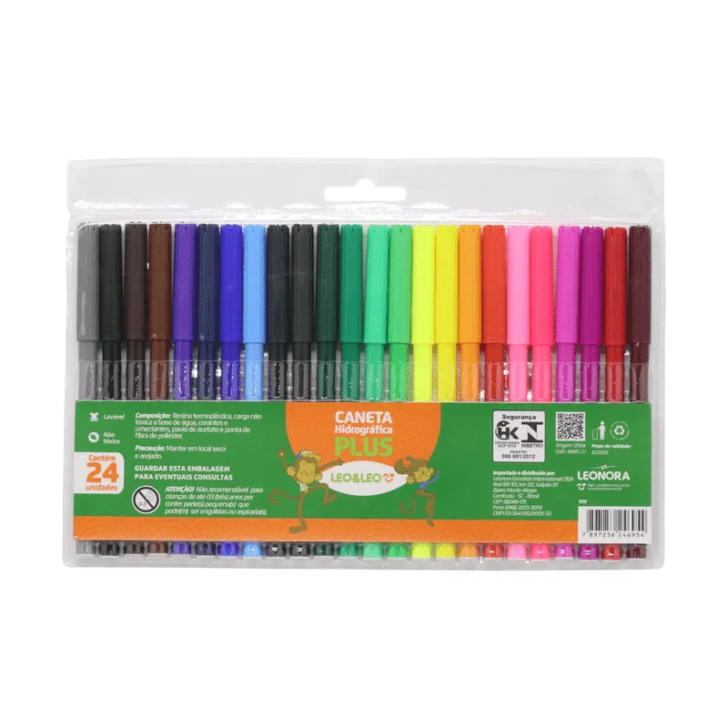 Caneta Hidrográfica Brush 24 Cores - Leo&Leo