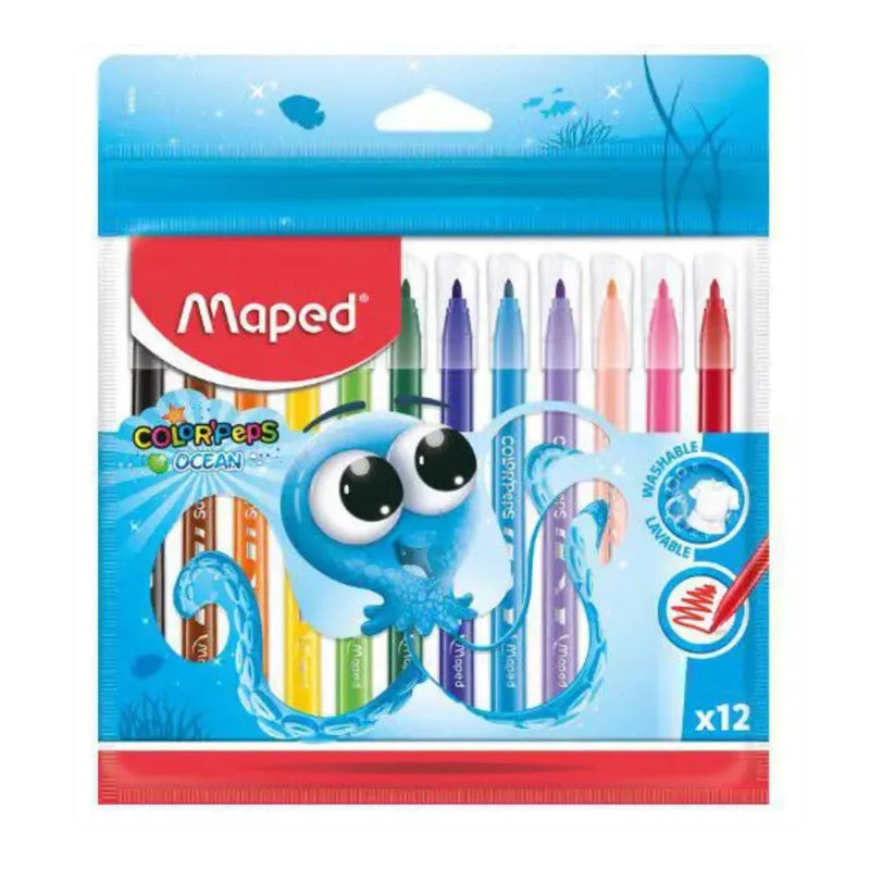 Canetinha Hidrográfica 12 Cores Polvo Ocean - Maped