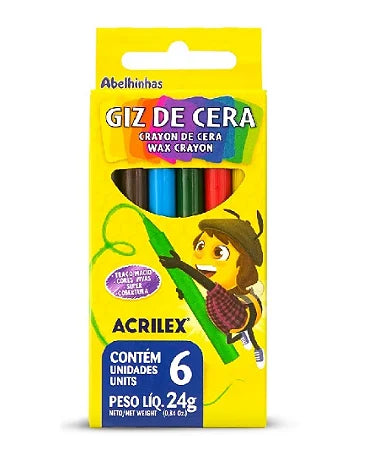 Giz Crayon de Cera 6 Cores - Acrilex