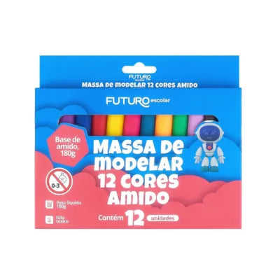 Massa de Modelar 12 Cores Amido - Futuro Escolar